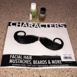 Halloween Mustache w/ Adhesive Glue & Remover